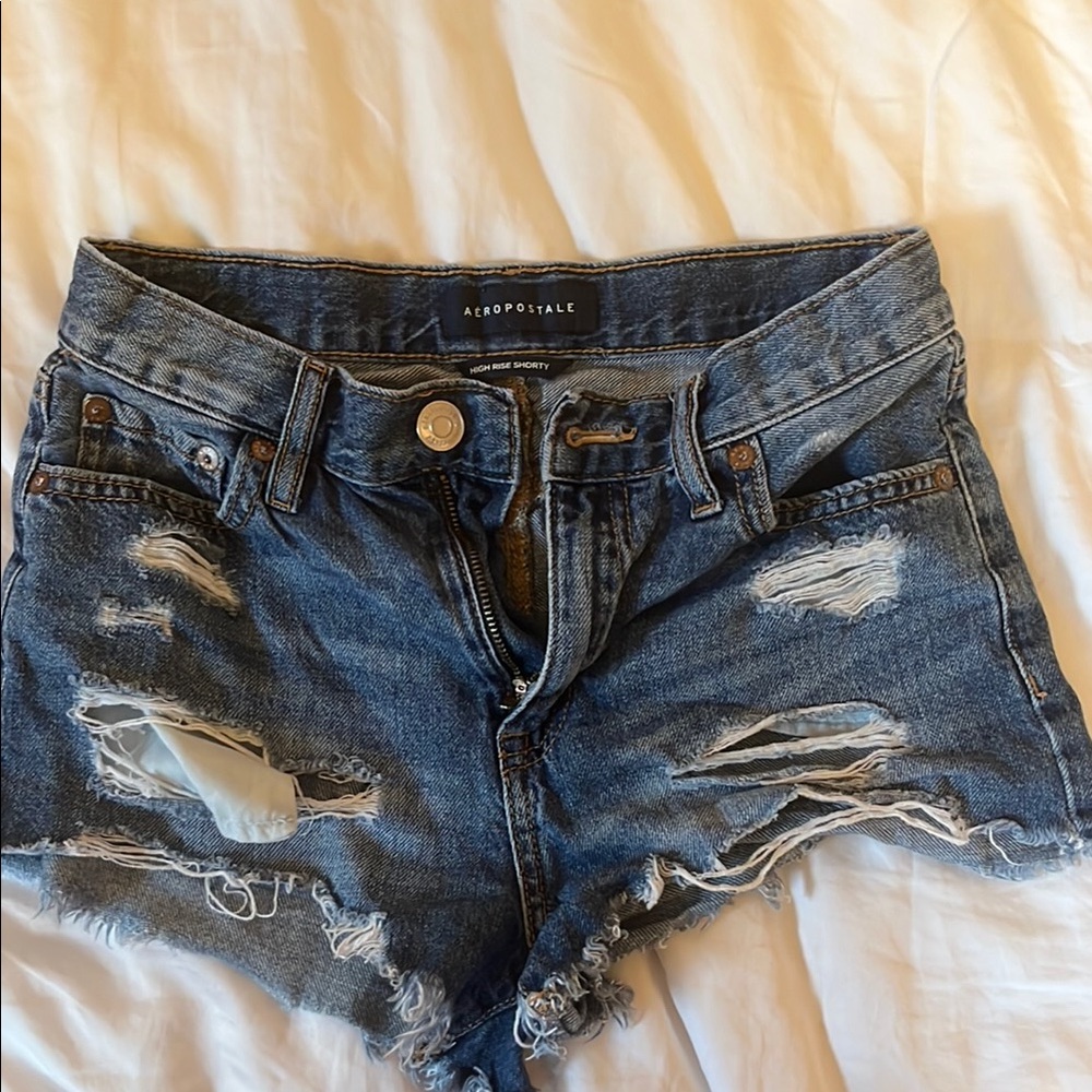 Aeropostale Distressed Blue Jean Shorts
